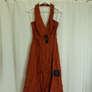 Lulu's Rust Halter Maxi Dress